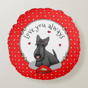 Coussins Ronds Saint-Valentin (rouge) Chien écossais (noir) migno