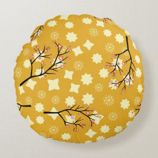 Coussins Ronds Sakura Elegance : Modèle Floral Chinois.
