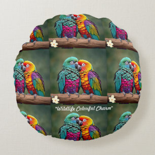 Coussins Ronds "Sanctuaire des oiseaux tropicaux"