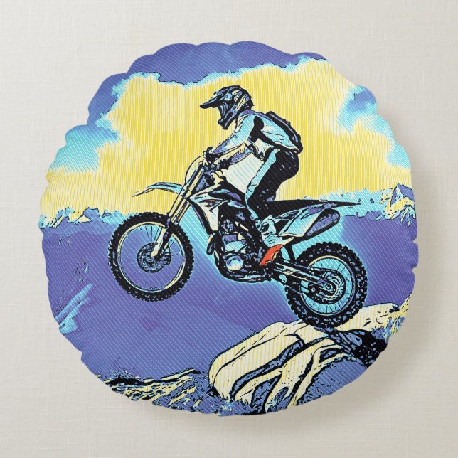 Coussins Ronds Sans peur - Motocross Rider (Devant)