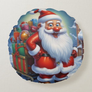 Coussins Ronds Santa Clause Joyeux Noël Bonne année