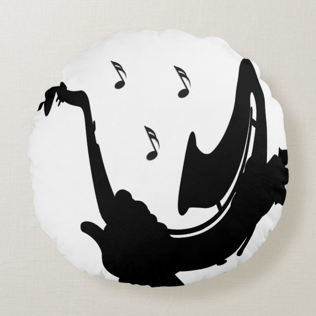 Coussins Ronds Saxophone surréaliste (Devant)