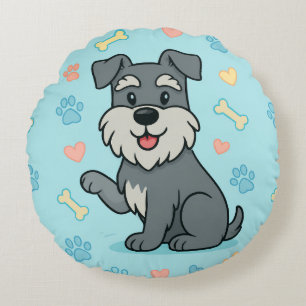 Coussins Ronds Schnauzer de dessin animé mignon drôle