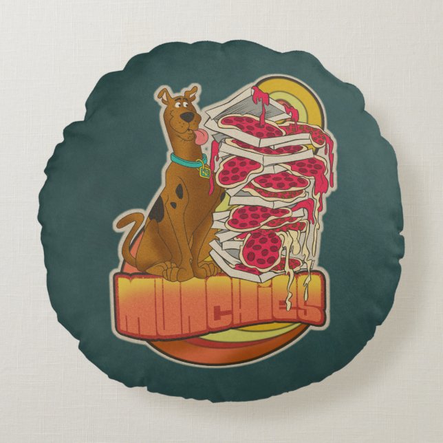 Coussins Ronds Scooby-Doo | Pile de Pizza "Munchies" Graphique (Devant)