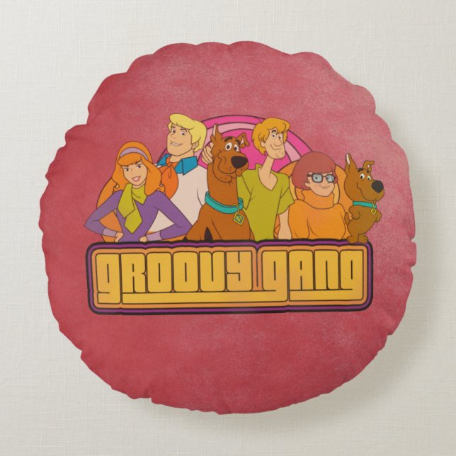 Coussins Ronds Scooby | "Groovy gang" Rétro Cartoon Graphic (Devant)