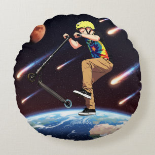 Coussins Ronds Se déplaçant vers les étoiles - Cavalier de scoote