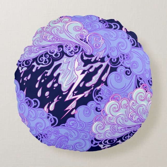 Coussins Ronds Seamless pattern. Retro style curly decorative clo (Devant)