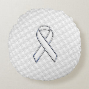Coussins Ronds Sensibilisation au ruban blanc sur le socle imprim