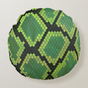Coussins Ronds Serpent noir et vert