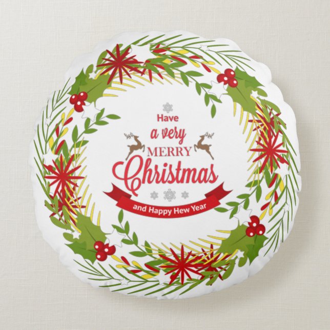 Coussins Ronds Serre de Noël avec Mistletoe (Devant)