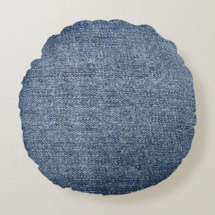 Coussins Ronds Shabby denim : texture de jean bleu