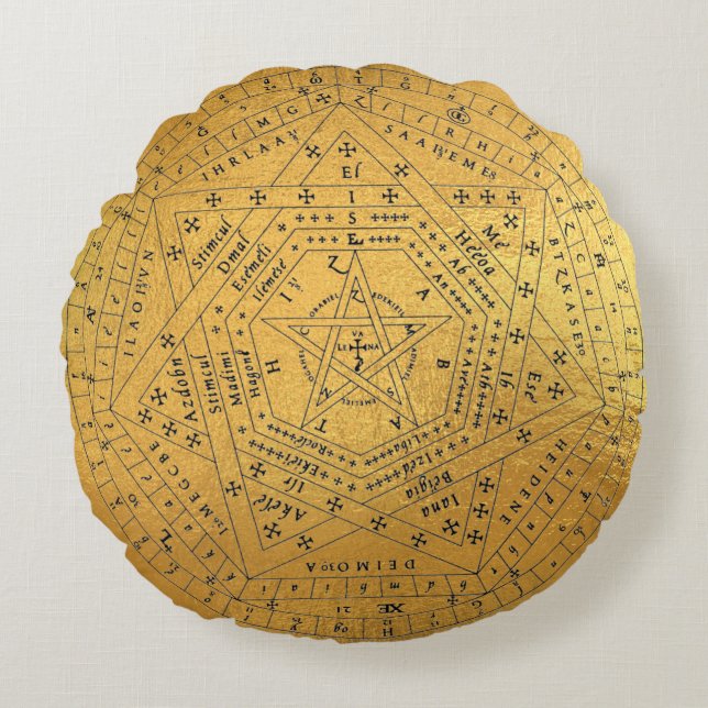 Coussins Ronds Sigillum Dei Sceau de Dieu Angelic John Dee Diagra (Devant)