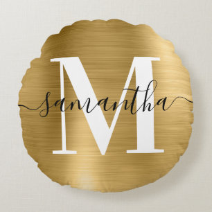 Coussins Ronds Signature Moderne Monogramme Gold Foil Photo