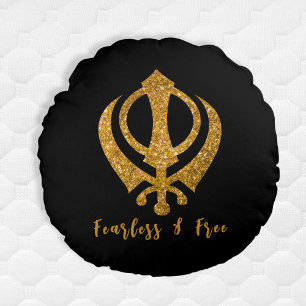Coussins Ronds Sikh Khanda "Sans peur et libre"