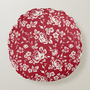 Coussins Ronds Silhouette de fleurs blanches sur arrière - plan 