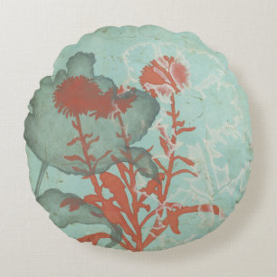 Coussins Ronds Silhouette de Fleurs rouges sur Arrière - plan Tur