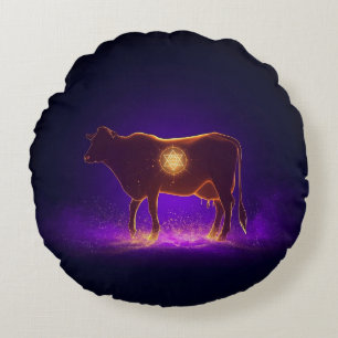 Coussins Ronds Silhouette de vache divine Govardhan Puja Spirit