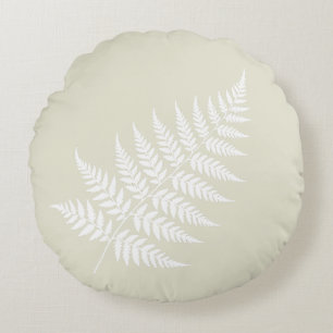 Coussins Ronds Silhouette Élégante Fougère Blanche Vert Clair