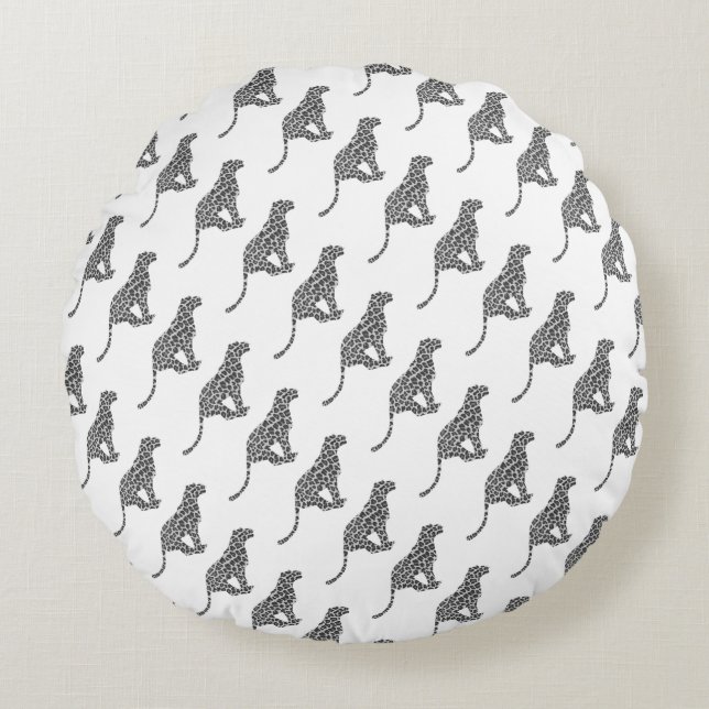 Coussins Ronds Silhouette gris léopard et gris clair (Devant)