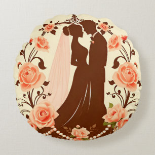 Coussins Ronds Silhouette romantique d'un couple