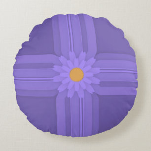 Coussins Ronds Simple fleur violette sur croix moderne