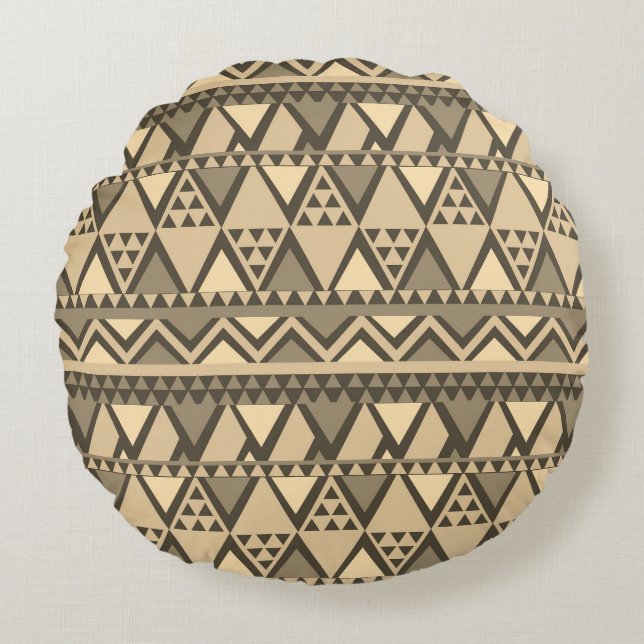 Coussins Ronds Simple Motif d'art tribal Brown (Devant)