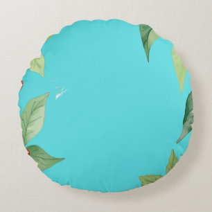 Coussins Ronds Simple Wreath Holly Berries Merry Xmas Motif