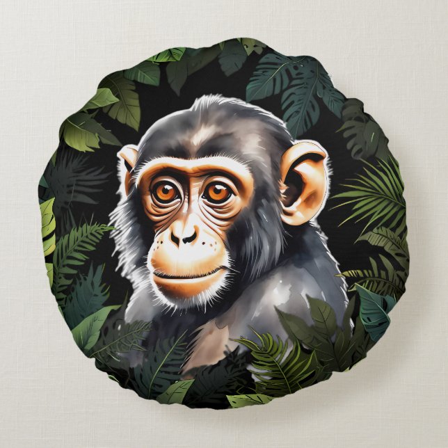 Coussins Ronds Singe dans la jungle (Dos)