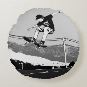 Coussins Ronds Skateboard Getting Air - Skateboarder Design