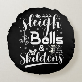 Coussins Ronds Sleigh bells & skeletons dancing funny christmas