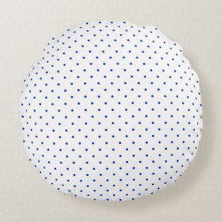 Coussins Ronds Small Cobalt Blue Polkadots on White Round Pillow