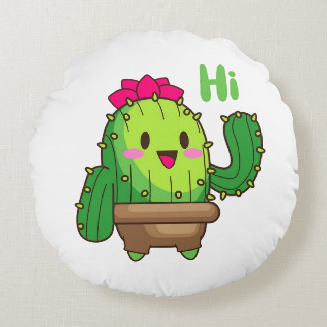 Coussins Ronds Smiley Cactus Pillow – Hello Plant Design (Devant)