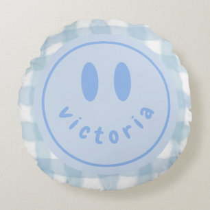Coussins Ronds smiley visage personnalisé nom joyeux sourire