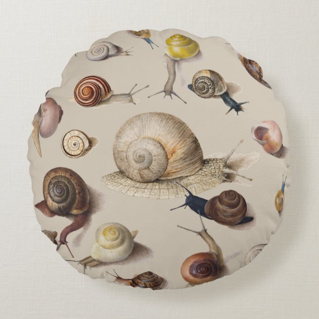 Coussins Ronds Snail Slug Garden Pet Gastropod Botanical Snails (Devant)