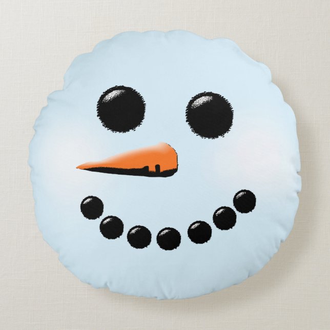 Coussins Ronds Snowman Face d'hiver (Devant)
