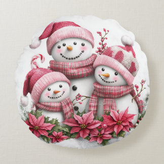 Coussins Ronds Snowman Père Noël Family Circulaire Cushion