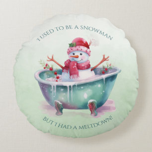 Coussins Ronds Snowman vert et rose dans la baignoire