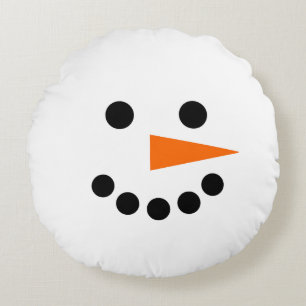 Coussins Ronds Snowman visage hiver vacances Noël Hanoukka