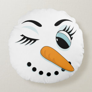 Coussins Ronds Snowman Winking Funny Christmas
