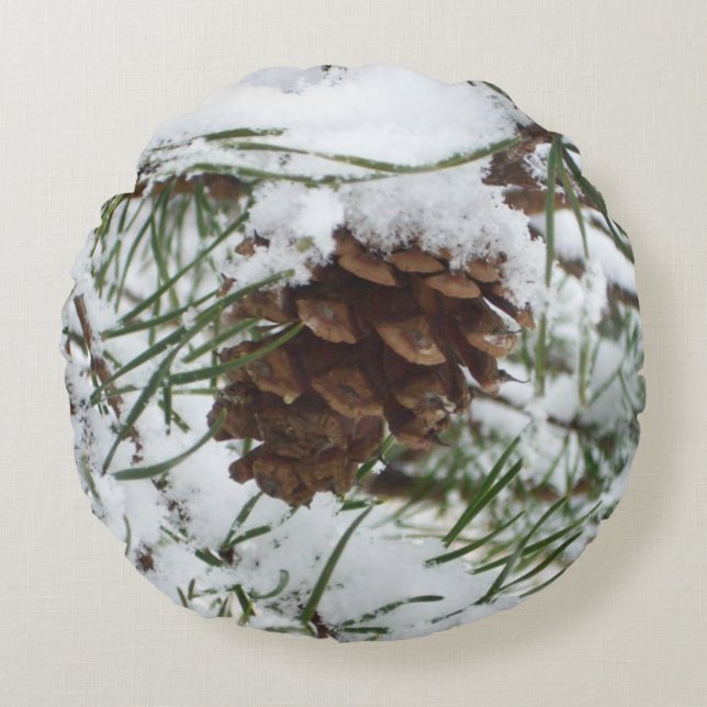 Coussins Ronds Snowy Pine Cone I (Devant)