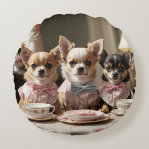 Coussins Ronds Soirée Tea Party de Cute Girly Chihuahua