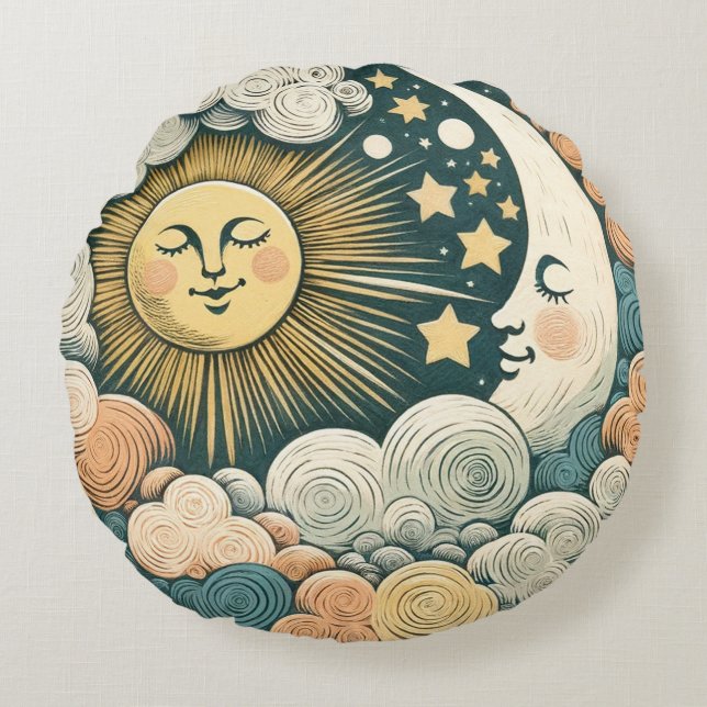 Coussins Ronds Soleil et LuneSoleil enfant (Devant)