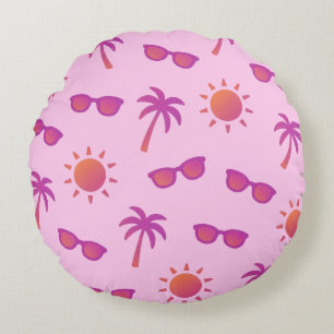 Coussins Ronds Soleil et palmiers