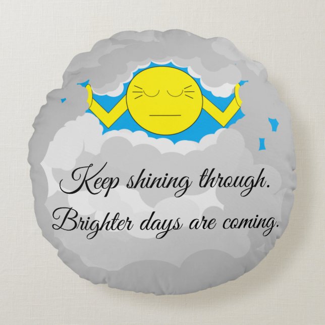 Coussins Ronds Soleil Traversant Les Nuages De Tempête : (Devant)