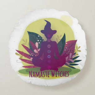 Coussins Ronds Sorcières Halloween Yoga Namaste