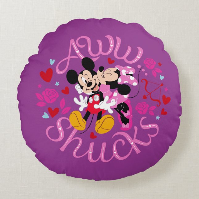 Coussins Ronds Souris Mickey et Minnie | Aww Schucks (Devant)