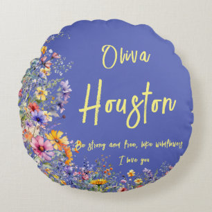 Coussins Ronds Soyez forts et libres, comme des Fleurs sauvages