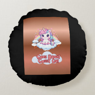 Coussins Ronds Soyez Votre Propre Arc-en-Ciel Filles Licorne Mign