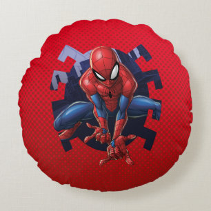 Coussins Ronds Spiderman sortant du graphique d'araignée