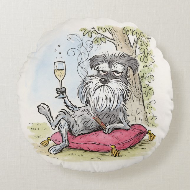 Coussins Ronds Spoiled Special Grey Schnauzer Throw Pillow (Devant)